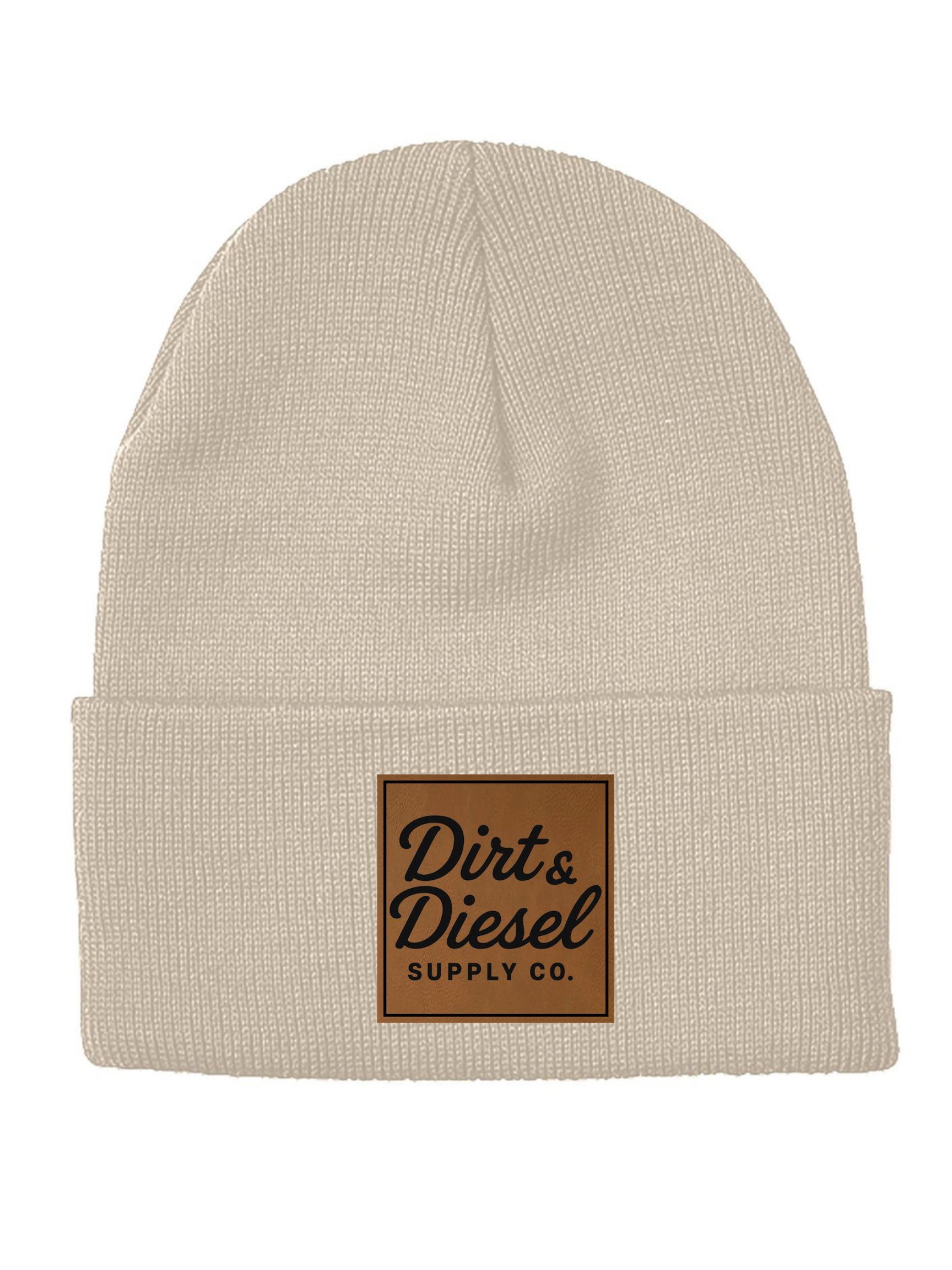 Leather patch beanie