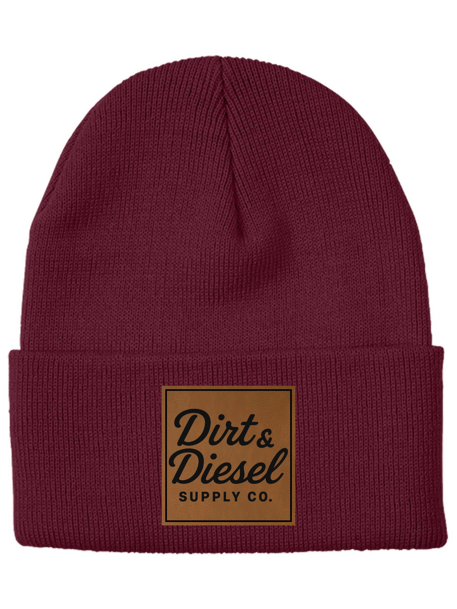 Leather patch beanie