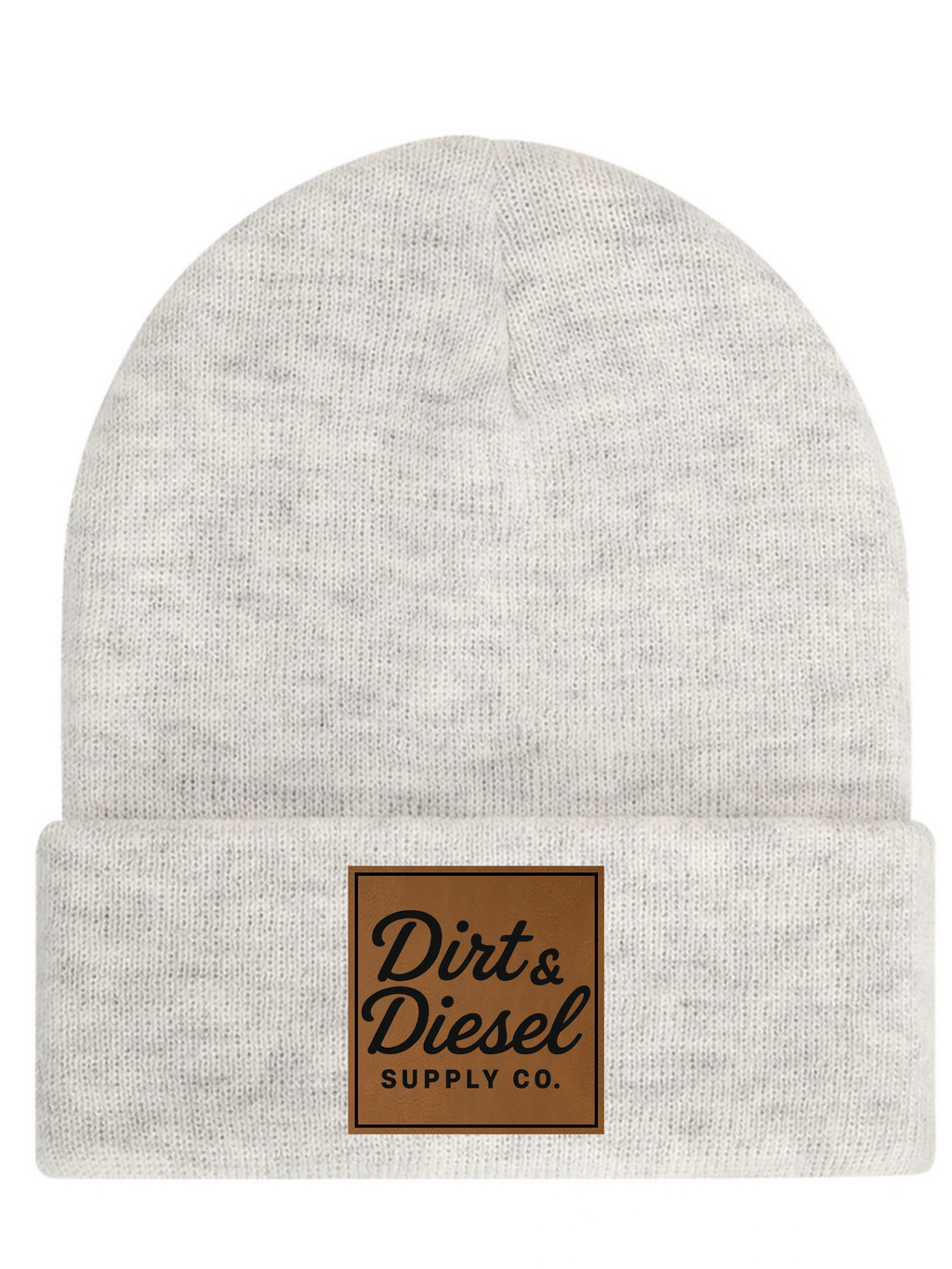Leather patch beanie
