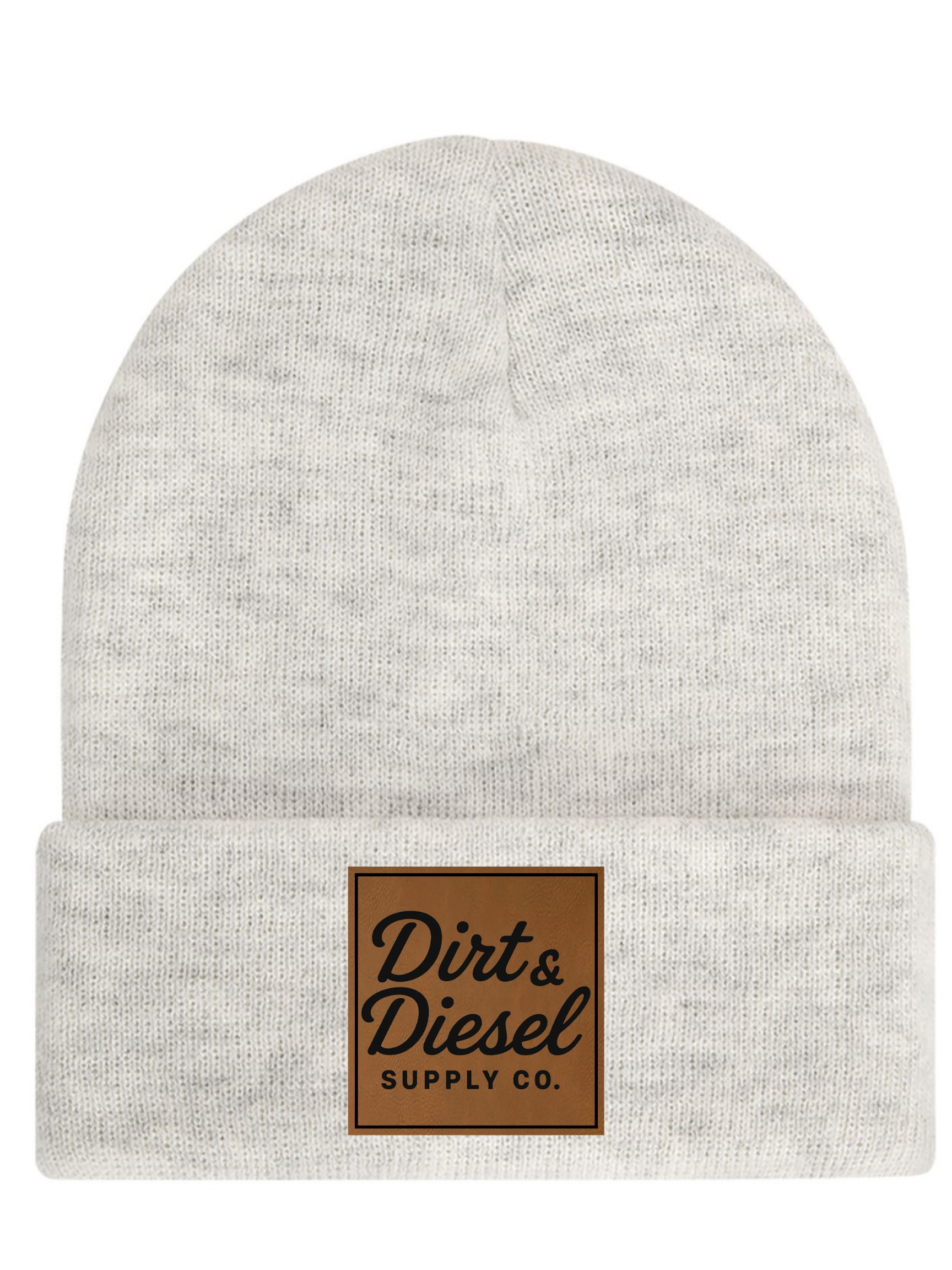 Leather patch beanie