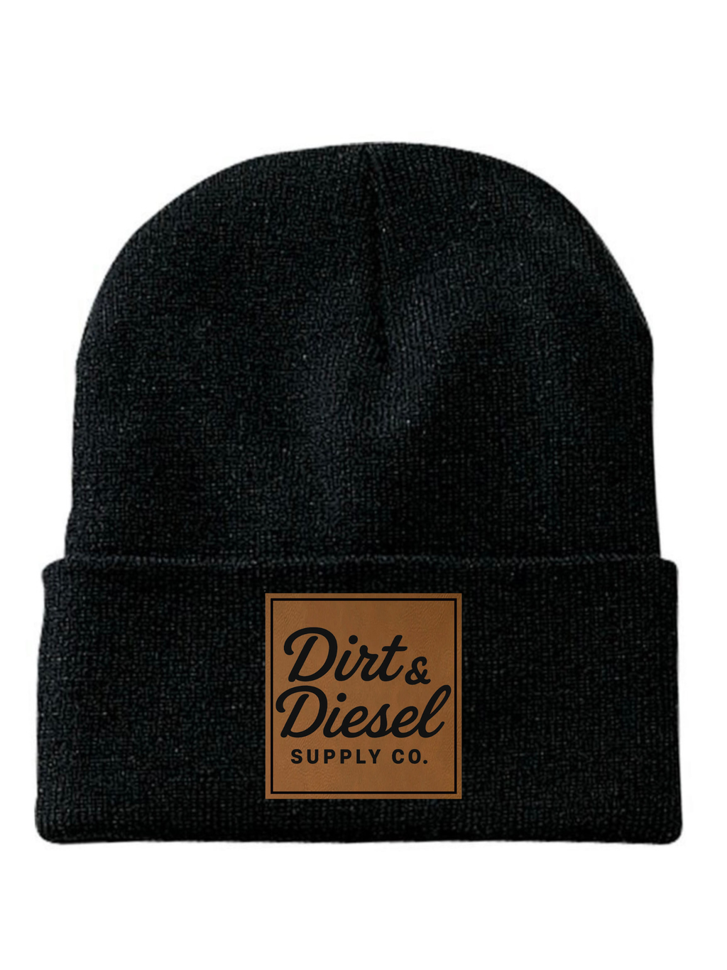 Leather patch beanie