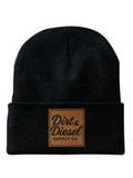 Leather patch beanie