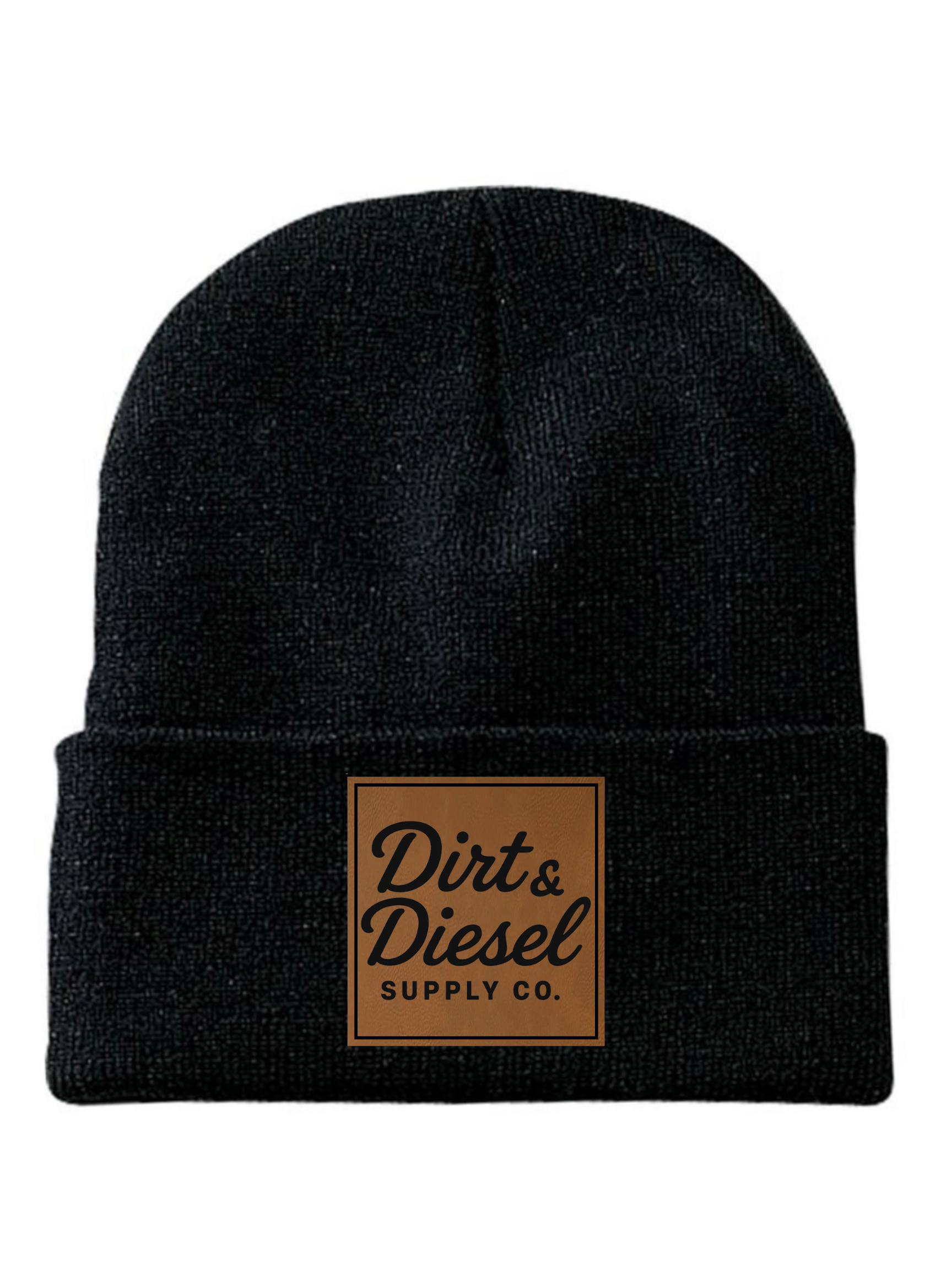 Leather patch beanie